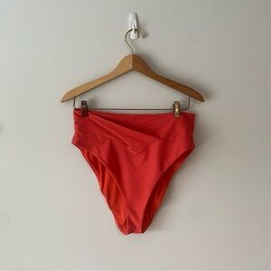 Aerie Textured Cheeky Bright Orange High-Waisted Bikini Bottom